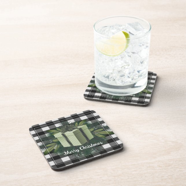 Posavasos Regalo de los Navidades de Buffalo Plaid | Vacacio (Lado Derecho)