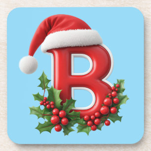 Posavasos Regalo de monograma de letra B de Navidad para bar