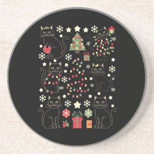 Posavasos Regalo de Navidad para amante de gatos para dueño