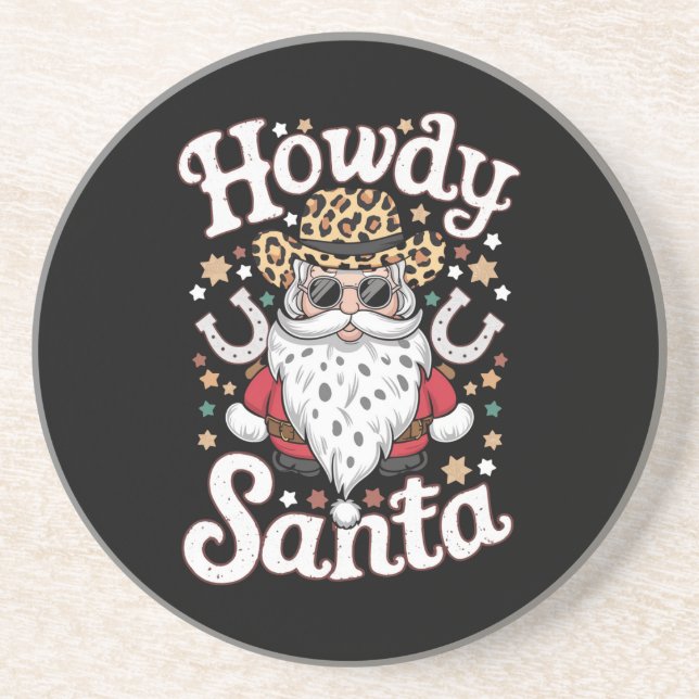 Posavasos Regalo de Navidades de Rodeo Bostezo de Howdy Sant (Frente)