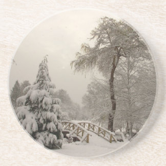 Posavasos Regalo de puente cubierto de nieve de montaña de m