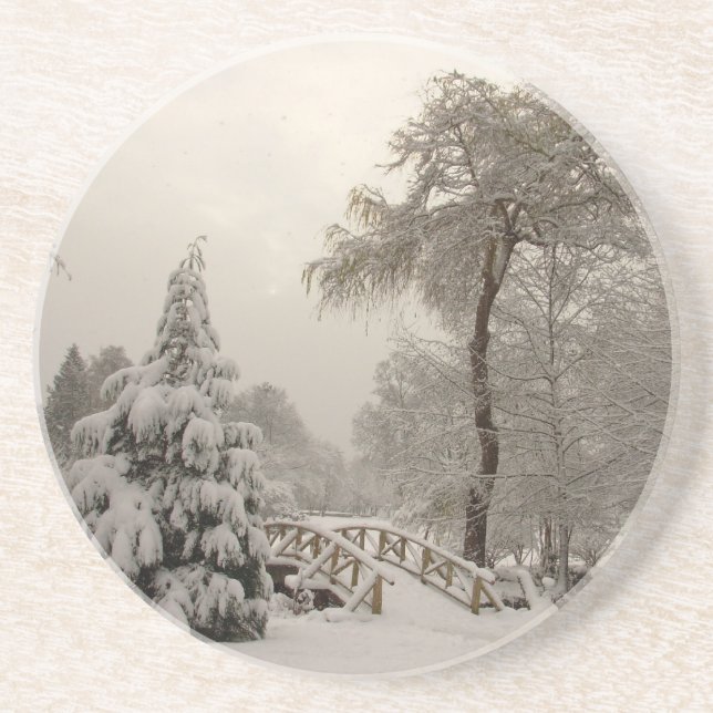 Posavasos Regalo de puente cubierto de nieve de montaña de m (Frente)