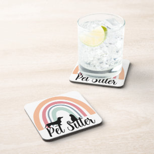 Posavasos Regalo de silueta de perro y gato 'Cuidador de mas