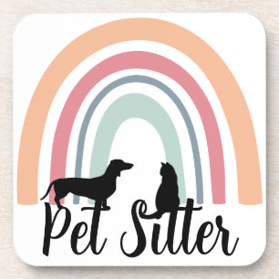 Posavasos Regalo de silueta de perro y gato 'Cuidador de mas