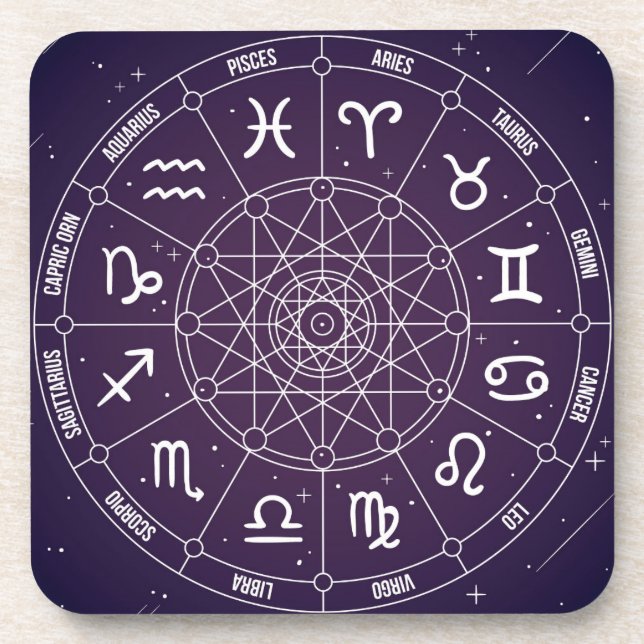 Posavasos Regalo de zodiac de la rueda de la astrología mode (Frente)
