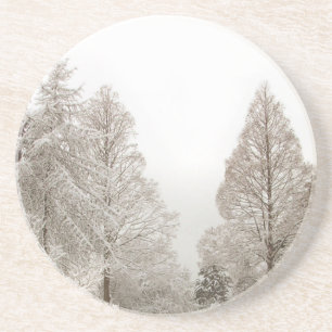 Posavasos Regalo forestal cubierto de nieve de montaña de in