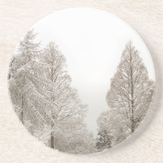 Posavasos Regalo forestal cubierto de nieve de montaña de in