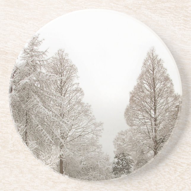 Posavasos Regalo forestal cubierto de nieve de montaña de in (Frente)