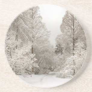 Posavasos Regalo forestal cubierto de nieve de montaña de in