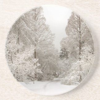 Posavasos Regalo forestal cubierto de nieve de montaña de in