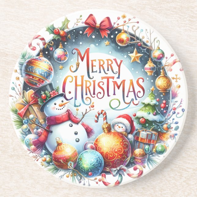 Posavasos Regalo navideño Feliz Navidad (Frente)