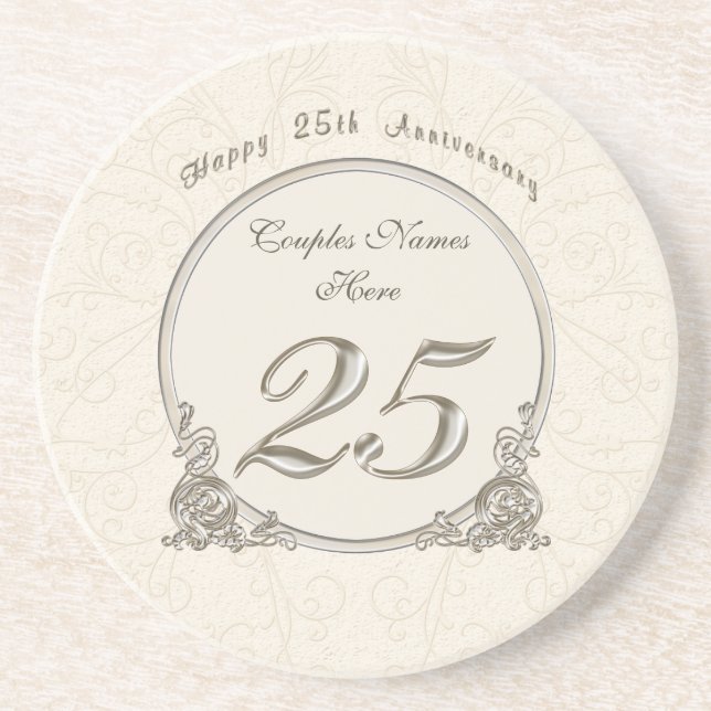Posavasos Regalos baratos personalizados del aniversario 25 (Frente)
