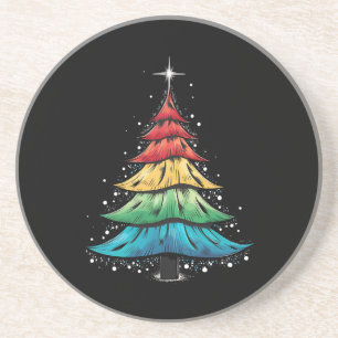 Posavasos Regalos de árbol de navidad gay con la bandera arc