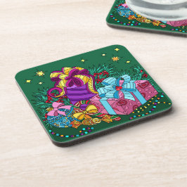 Posavasos Regalos de Navidad pintados; hermoso día festivo