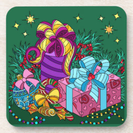 Posavasos Regalos de Navidad pintados; hermoso día festivo