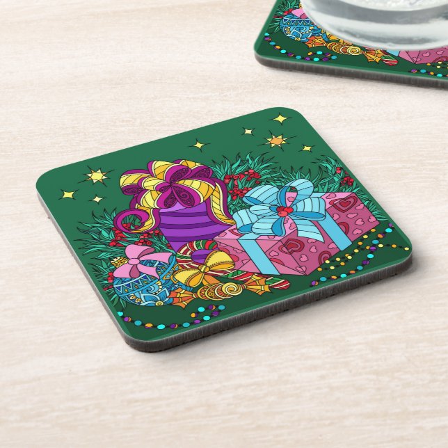 Posavasos Regalos de Navidades pintados; vacaciones de bonit (Lado Izquierdo)
