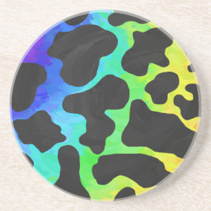 Posavasos Regalos de vaca negro y arcoiris