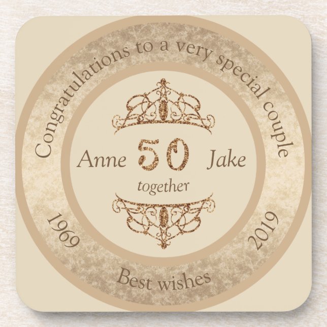 Posavasos Regalos del 50° Aniversario del Boda para Congrat  (Frente)