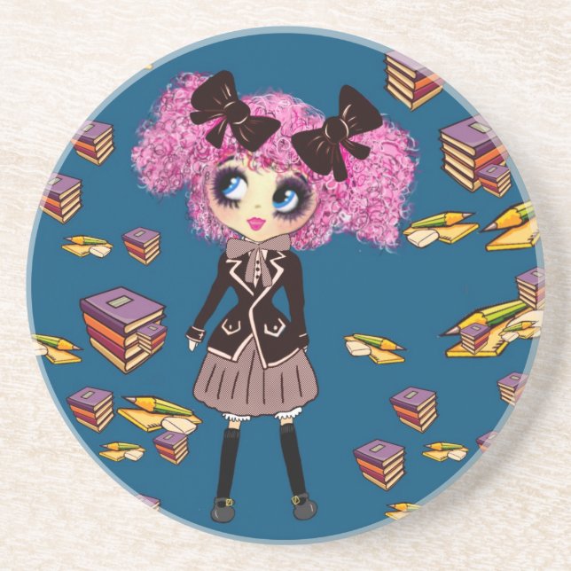 Posavasos Regalos estudiantiles Chicas de Kawaii con PinkyP (Frente)