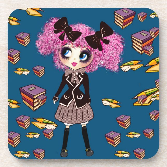 Posavasos Regalos estudiantiles Chicas de Kawaii con PinkyP (Frente)