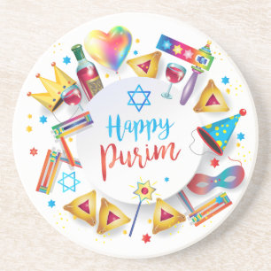 Posavasos Regalos felices de la cesta de Purim, decoración,