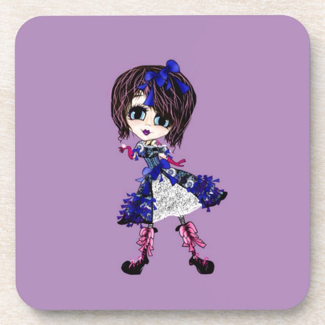 Posavasos Regalos góticos de Lolita Saphire azules y ondulad (Frente)