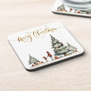 Posavasos Regalos navideños debajo del árbol