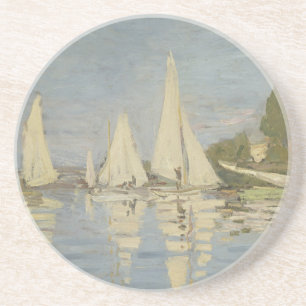 Posavasos Regatas en Argenteuil, pintura al óleo, Claude Mon