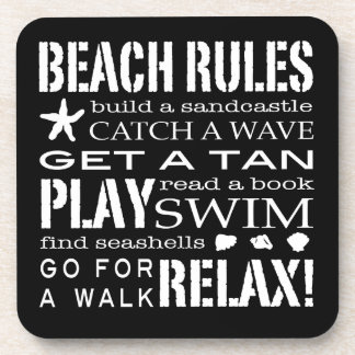 Posavasos Reglas de la playa por el negro y el blanco