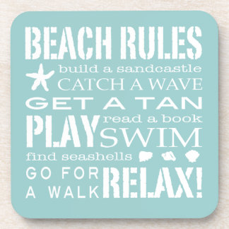 Posavasos Reglas de la playa por la aguamarina y el blanco