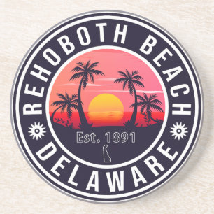 Posavasos Rehoboth Beach Delaware Retro Sunset Souvenirs