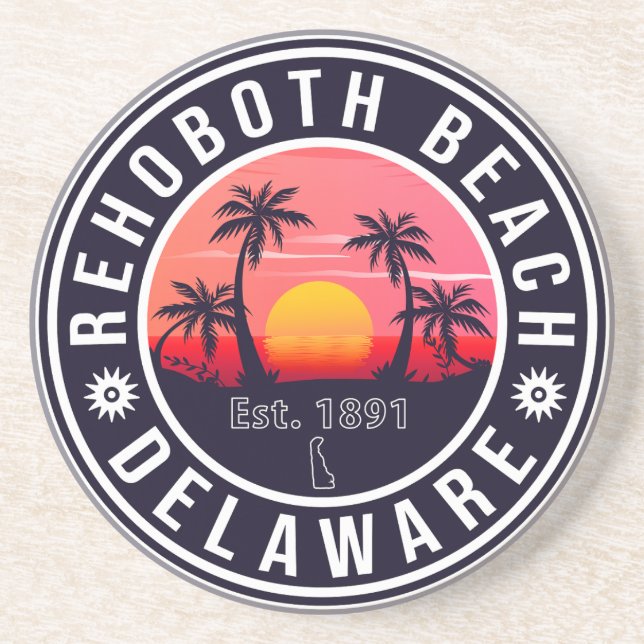 Posavasos Rehoboth Beach Delaware Retro Sunset Souvenirs (Frente)