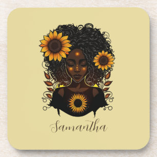 Posavasos Reina del girasol mujer africana
