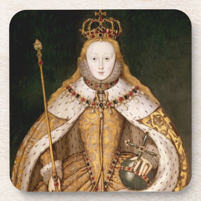 Posavasos Reina Elizabeth I en trajes de la coronación (Frente)