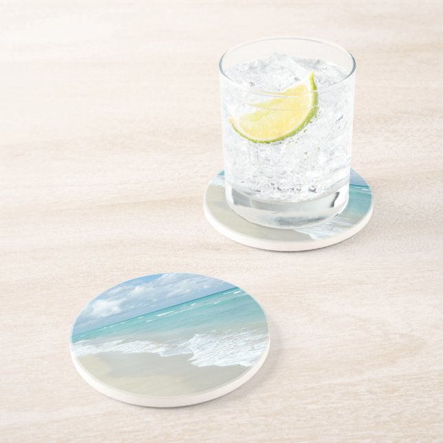 Posavasos Relajación extrema en la playa vista arena blanca (Lado)