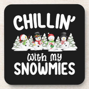 Posavasos Relajándome con mis muñecos de nieve Navidad