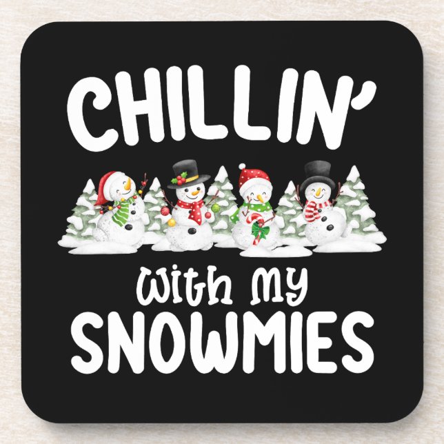 Posavasos Relajándome con mis muñecos de nieve Navidad (Frente)