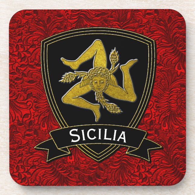 Posavasos Relieve metalizado negro siciliano del rojo del (Frente)
