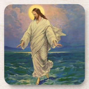 Posavasos Religión Vintage, Jesucristo caminando sobre el ag
