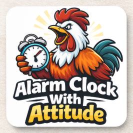 Posavasos Reloj de alarma con actitud, cita de tostador.