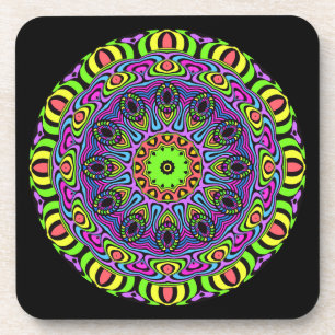 Posavasos Reloj Mandala - neón 1