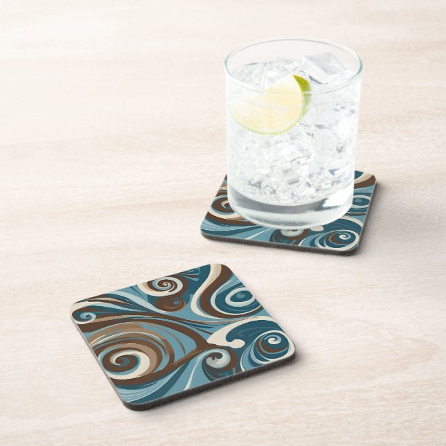 Posavasos Remolino azul y marrón (Lado Derecho)