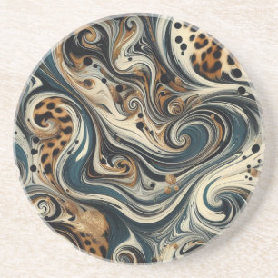 Posavasos Remolino de estampado de leopardo abstracto
