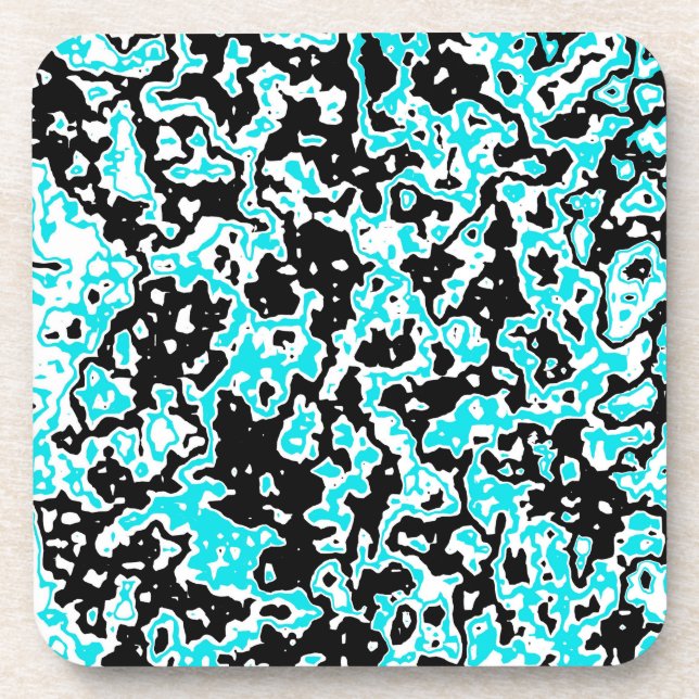 Posavasos Remolinos de cian y negro (Frente)