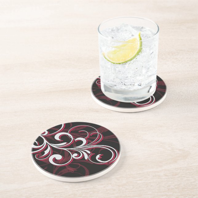Posavasos Remolinos rojos y blancos (Lado)