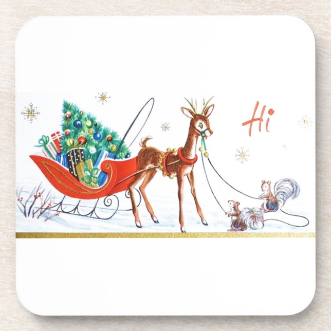 Posavasos Reno hermoso de la MOD de los mediados de siglo (Frente)