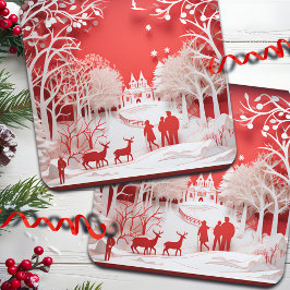 Posavasos Renos 3D y personas en las aldeas