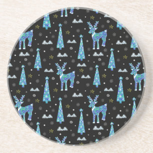 Posavasos Renos, copos de nieve, patrón de Navidades