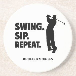 Posavasos Repetición de sip de giro de golf personalizado