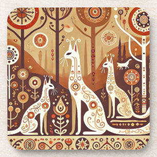 Posavasos Representación Artística Abstracta de Gatos